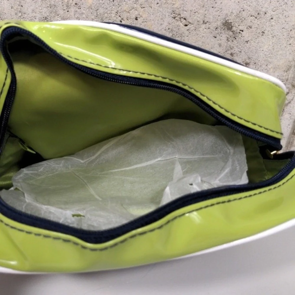 Estee Lauder 2 Piece Cosmetic Bag Set Y2k Style Patent Green‎ Blue Travel Pouch